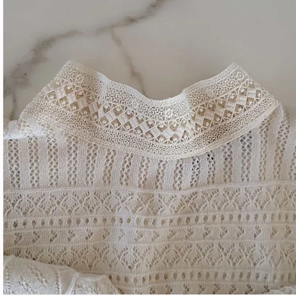 ZARA CONTRASTING LACE MOCK NECK SWEATER SIZE S - Picture 3 of 6